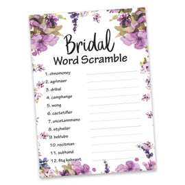 Inkdotpot 50-Pack Wedding Word Scramble Bridal Shower Game Cards Floral Party Wedding Supplies
