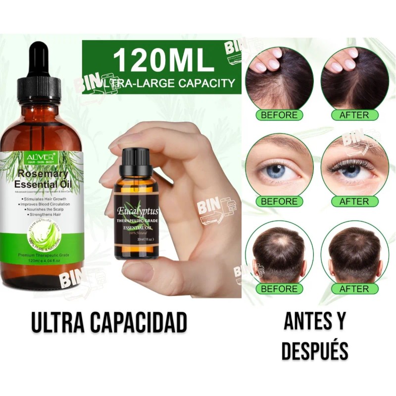 Aceite Esencial Romero 100% | Kit 2 120ml Cabello Barba