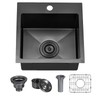 Hotis Black Drop In Bar Sink, 15x15 Small Kitchen Sink