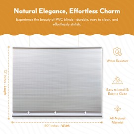 Radiance Cordless Outdoor Shades for Porch, Patio & Windows - Waterproof PVC Blinds for Indoor & Outdoor - Roll-Up Patio Privacy Screen for Diffuse Sunlight - White - 72" W x 72" L - (3320166)