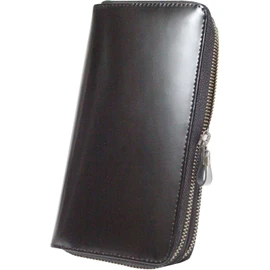 [Berkut] King of Leather Cordovan YKK Double Zipper Long Wallet, 2 Rooms, Large Capacity, Black