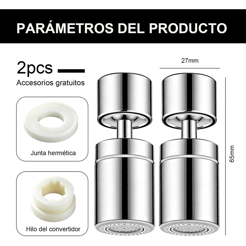 Regadera para Fregadero de Cocina, 2 Modos Extensor de Grifo