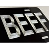 Silver Engraved Eat Beef Black Car Tag Diamond Etched Metal