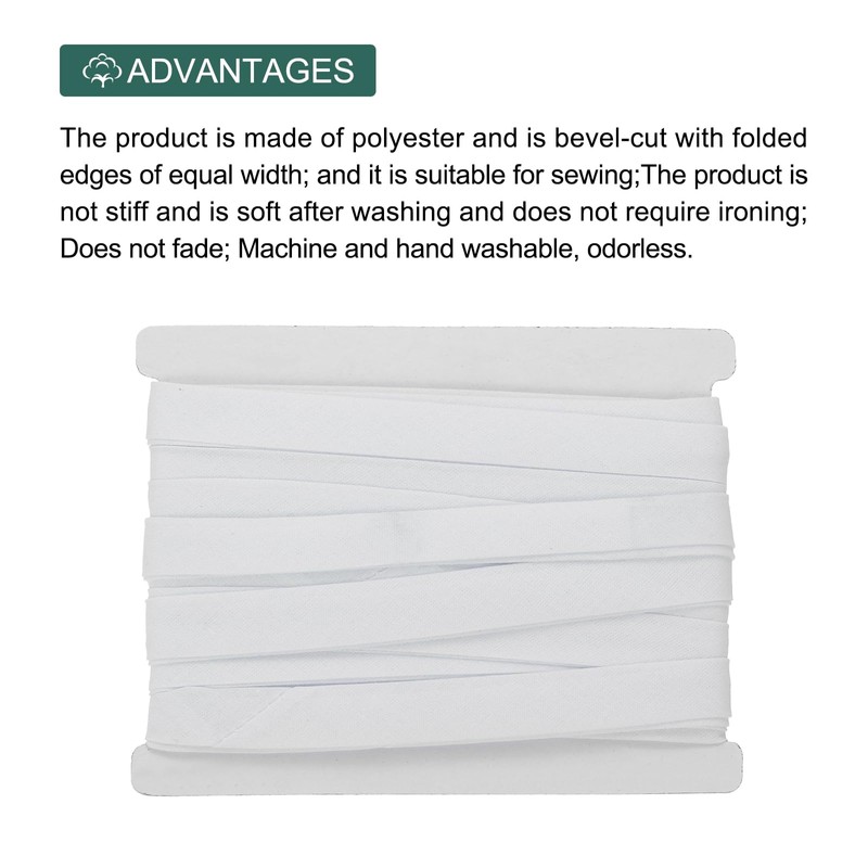 MECCANIXITY 1/2 Inch Double Fold Bias Tape Continuous Bulk Cotton