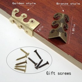 Skirting Board Corner Protectors Solid Brass Baseboard Corner Protectors, Vintage Metal Corner Protector Table Corner Edge Cover Safety Bracket with Screws (Bronze*10Pcs)