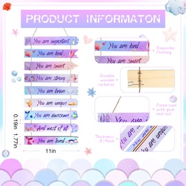 9 Pcs Watercolor Mermaid Wall Decor Inspirational Art Room l Decor Aesthetic Wooden Wall Hanging Sign Cute Room Decorations for Teens Bedroom Toddler (Mermaid)