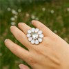 Allereya Boho Gemstone Flower Ring Opal Cluster Flower Ring White