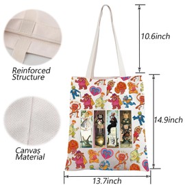 BAUNA The Muppets Movie Characters Tote Bag Kermit The Frog Inspired Gift Miss Piggy Handle Bag Foolish Mortals Gift (Cartoon Tote)