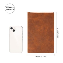 PYD Life 6 Pack Leather Notebooks A5 Journal Lined Blanks 5.8" x 8.3" Blue for Xtool Laser Engraving DIY Crafting,Notebooks for Work School Women Men 200 Pages