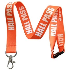Execucat Hall Pass Break Away Lanyard Keychain ID Badge Holder (Orange)