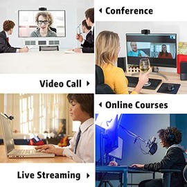 Septekon Cámara Web HD 1080P con micrófono, cámara Web de computadora para computadora portátil/computadora/Mac/TV, cámara USB para videollamadas, con