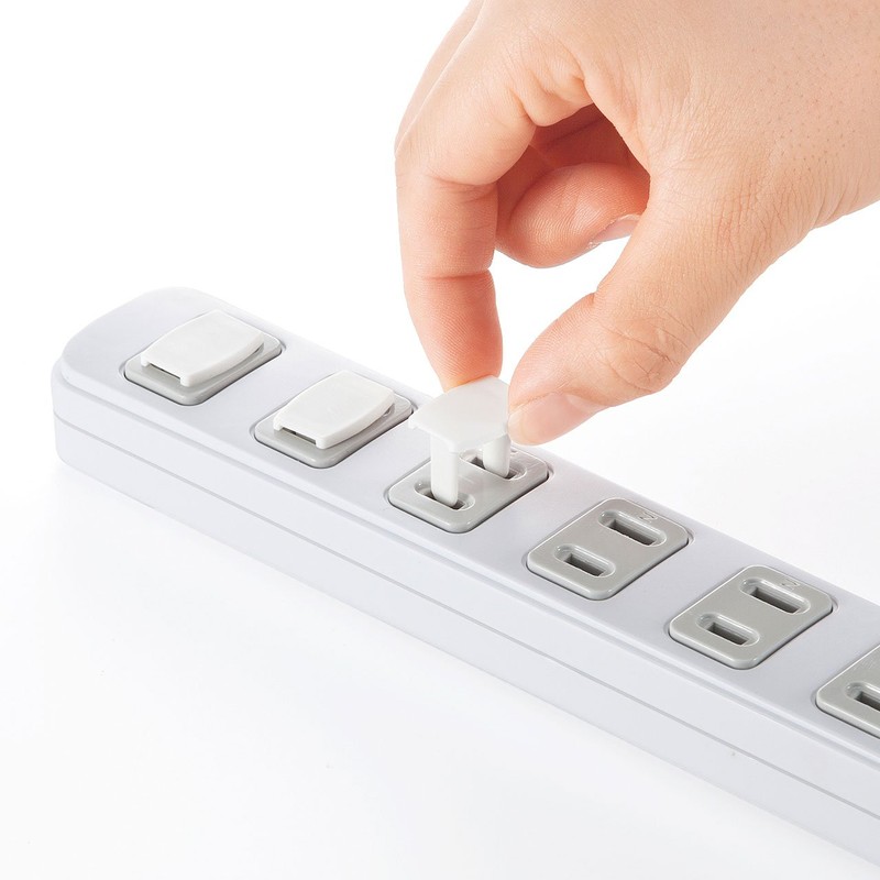 Sanwa Supply TAP-CAP2P50 Outlet Safety Cap, 2P Compatible, 50 Pieces,