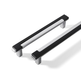 Kcmwsy 5 Pack Black and Silver Cabinet Pulls Kitchen Cabinets Handles Zinc Alloy Cabinet Hardware Drawers Pulls for Cupboard Dresser Closet (5, Black Silver, 6in/154mm)