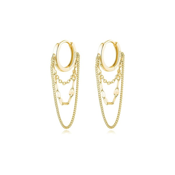 Gold Chain Hoop Earrings for Women Gold Huggie Hoop Earrings