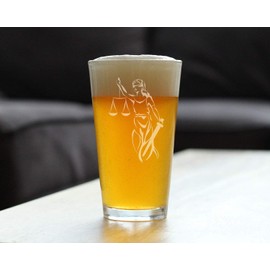 Lady Justice - Pint Glass for Beer - Lawyers and Attorneys Themed Gifts or Party Decor for Women and Men - 16 oz Glasses