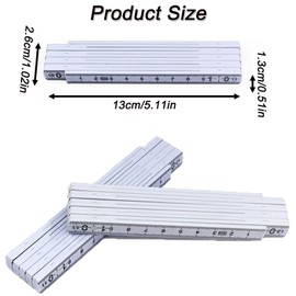 Pack of 5 Folding Rulers Made of Plastic, Folding Ruler, 1 Metre Ruler for Carpenters, Masons, Construction Sites, DIY Projects (White)