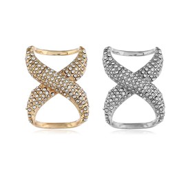 ericotry 2PCS Womens Elegant Rhinestone Inlayed Scarf Ring Buckle Scarf Ring Clip Wrap Holder for T-Shirt Neckerchief Shawl Silk Scarf (Gold + Silver)