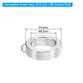 PATIKIL M8 Stainless Steel Spacer 10 Pieces Metal Spacer Stainless Steel 8.2mm ID x 12mm OD x 4mm L Stainless Steel Standoff Screw Stand for 5/16" or M8 Screws