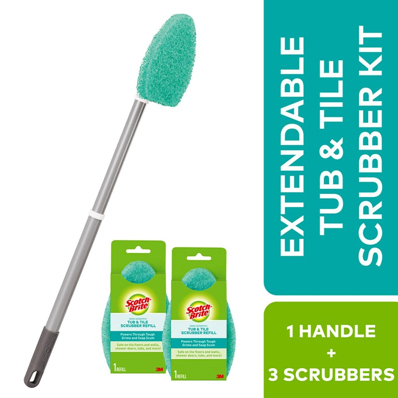 Scotch-Brite Extendable Tub & Tile Scrubber Kit, Includes 1 Handle