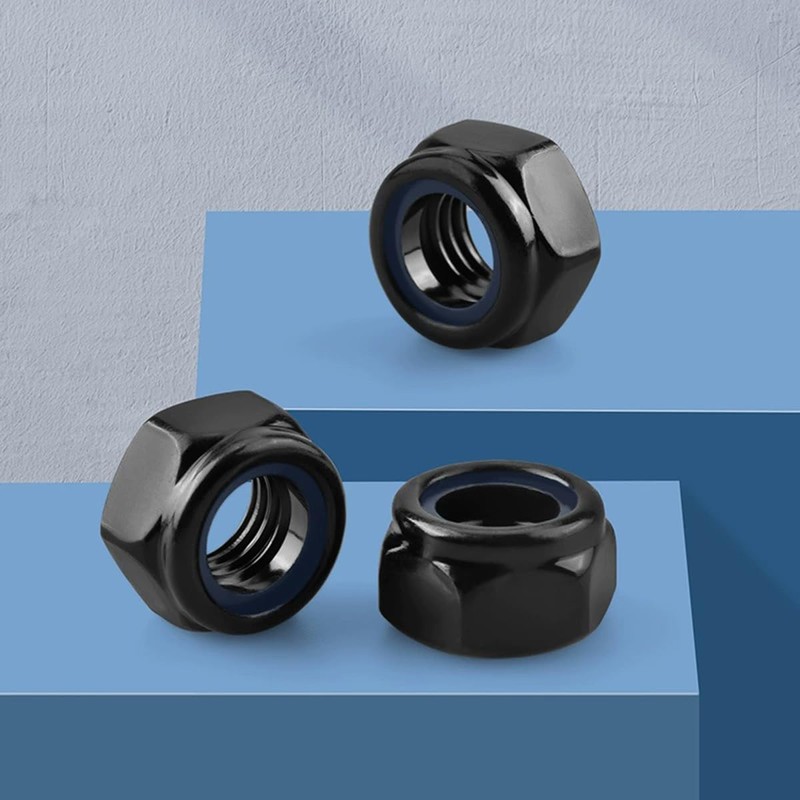 Drenky M8 Nuts 25 Pcs Nyloc Hex Nuts Black Self