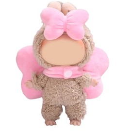 NHQZ Mini Plüsch Puppen Kleidung Outfit nur Bekleidungs zubehör für 17cm Labubi.(Rosenschleifen-Set（Puppen nicht inbegriffen）