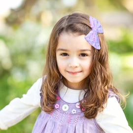 5" Glitter Purple Hair Bows for Girls Alligator Clips Sparkly Sequin