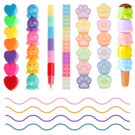 CNYMANY 7 packs (38 pcs) Mini Highlighter Pens, Pastel Colourful Highlighters Cute Stackable Kawaii Marker Pens for Writing Drawing Office School Supplies Stationery