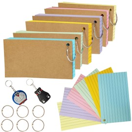 300 Pcs Lined Index Crads with Metal Rings Colored Index Cards Flashcards Revision Lined Heavy Note Cards Record Cards Paper for Office School Home Study Record NotePads Memo