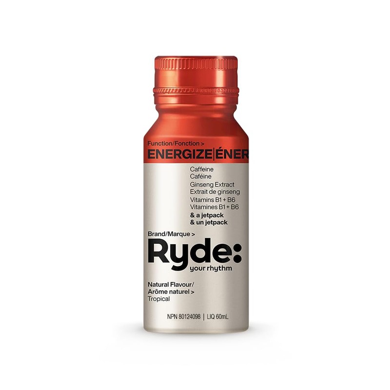 Ryde Energize Shot | Tropical Flavor | 8 pack of