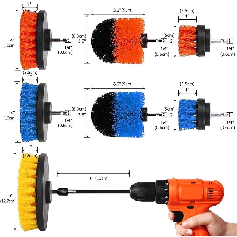 18Pack Drill Brush Power Scrubber Cleaning Brush Extended Long Attachment