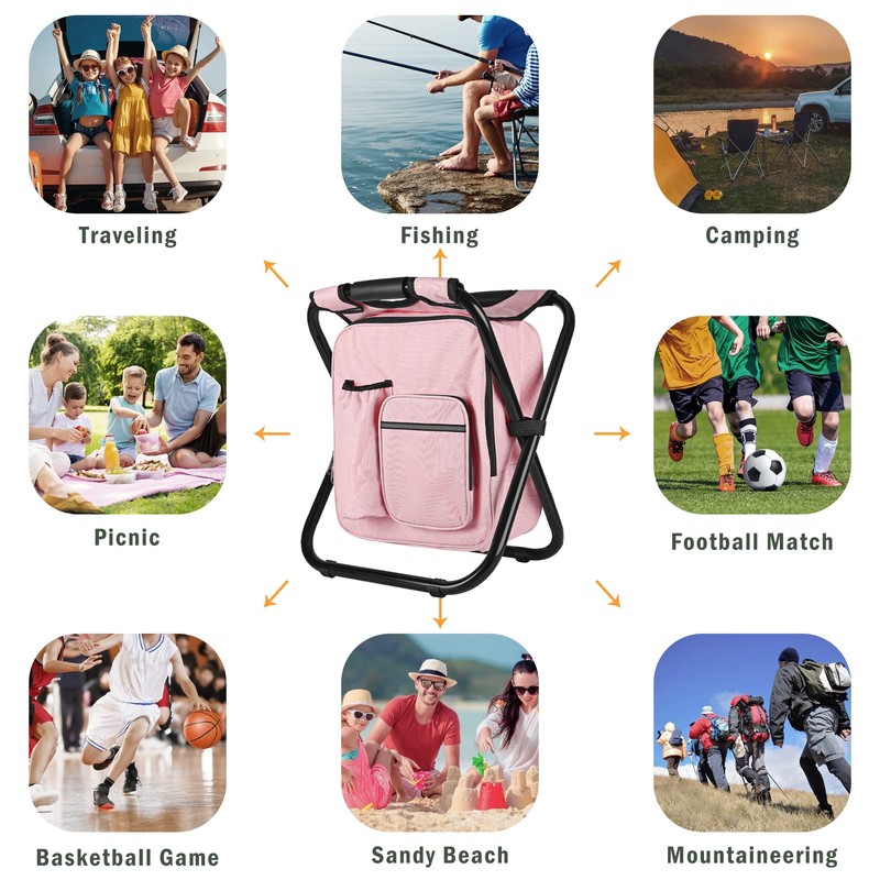 Kikerike Backpack Stool Cooler Chair Heavy Duty 400 LBS Max