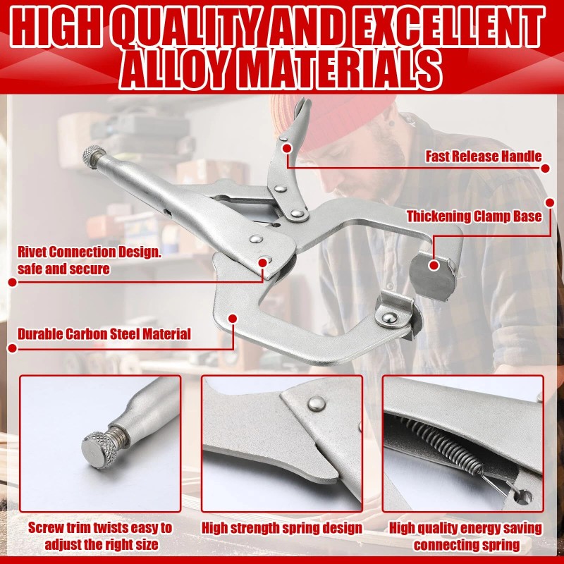 Yexiya Locking C Clamp, Welding Clamp with Regular Tip and