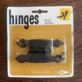 JB Vintage Forged Black Hammered H Style Flush Cabinet Hinges 2 In Package NOS