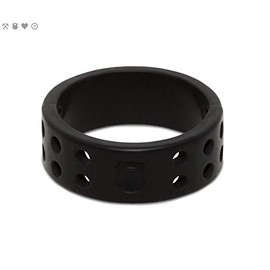 QALO Hombre y Mujer Funcional de Silicona Anillos de Boda, Perforado colección, Mujer, Negro, Talla 5