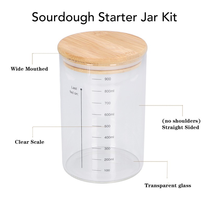 Sourdough Starter Jar Kit Wooden Lid 34oz Sourdough Bread Baking