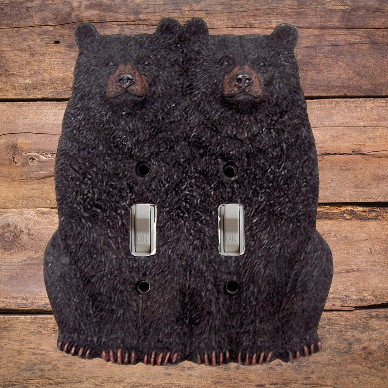 Sitting Bear Double Light Switch Cover, Toggle Light Switch Cover,