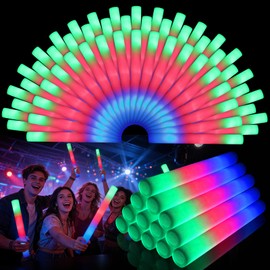 Wellent 72PCS LED Foam Sticks Bulk, Light Up Foam Sticks With 3 Modes of Color Flashing, Glow Sticks Party Pack, Light Up In The Dark Party Supplies for Wedding, Concert, New Year, Birthday, Christmas