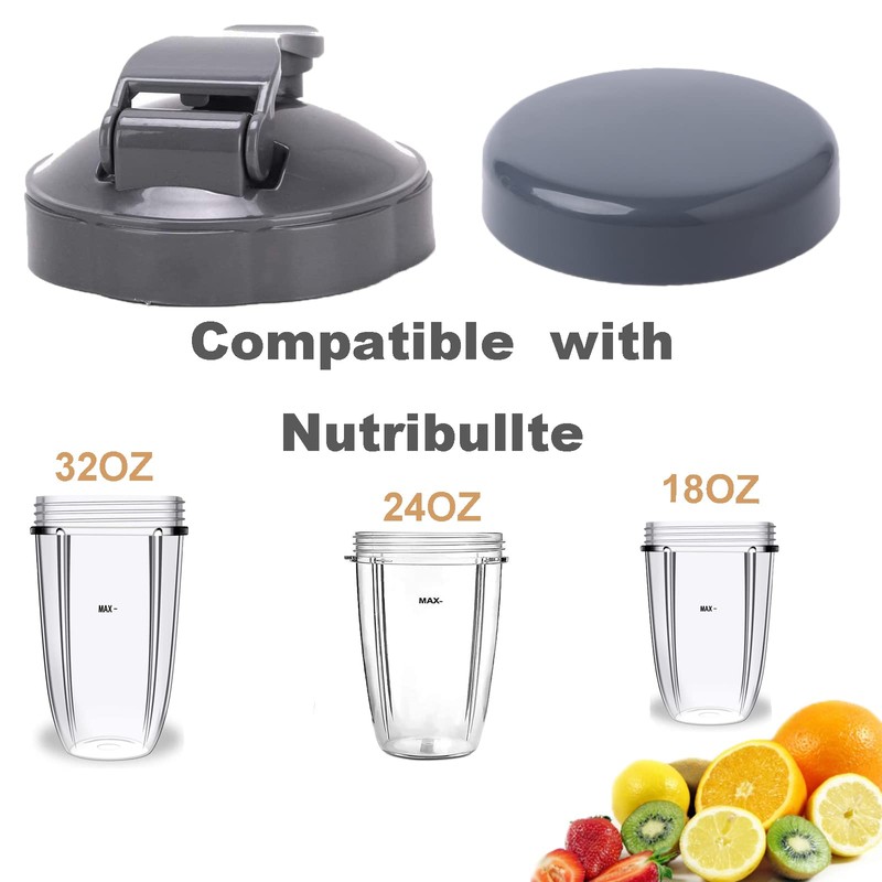 Flip Top to-Go Lid Stay-Fresh Resealable Lids Compatible with Nutribullet