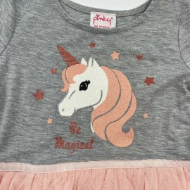 Pinky Boutique Girl's Unicorn Tutu Dress Gray/Pink sz 6 NWT Birthday/Schoo