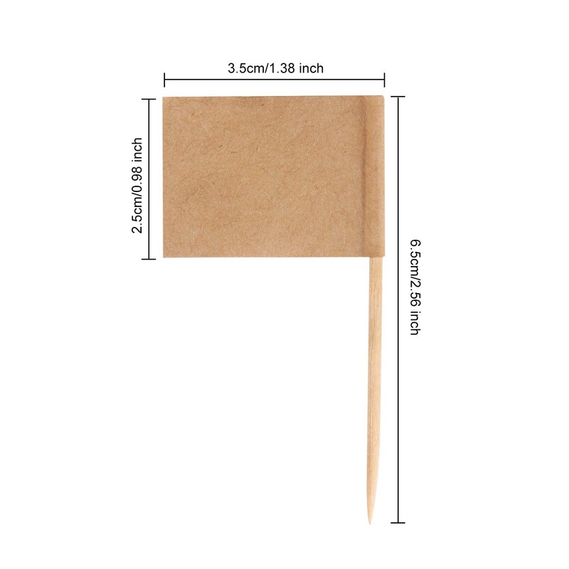 Senkary 100 Pack Blank Toothpick Flags Kraft Paper Food Signs