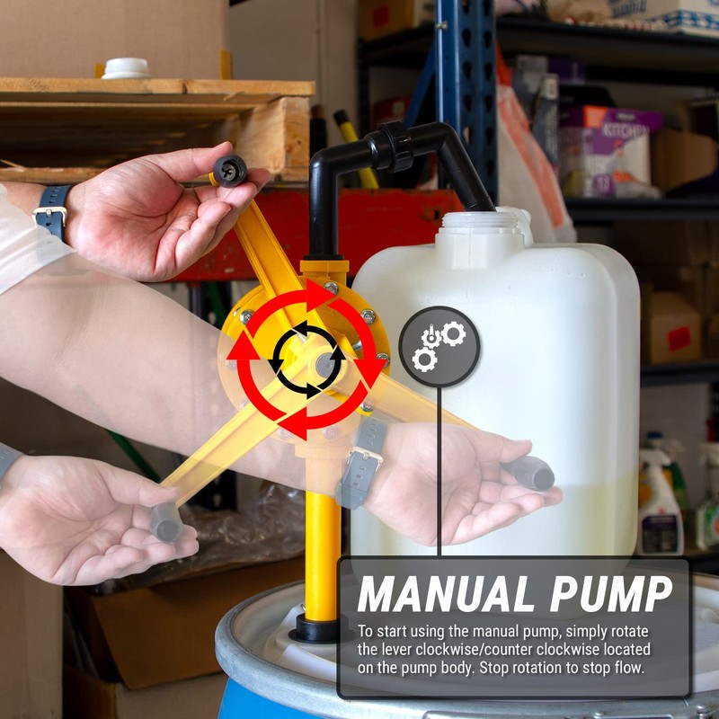 TERA PUMP Polypropelene Plastic Rotary 55 Gallon Drum Barrel Pump