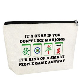 Funny Mahjong Game Player Gift for Women Makeup Bag Mahjong Themed Gift for Mah Jong Players Lovers Grandma Aunt Mom Sister Bestie Friend Retirement Birthday Present for Her Travel Pouch