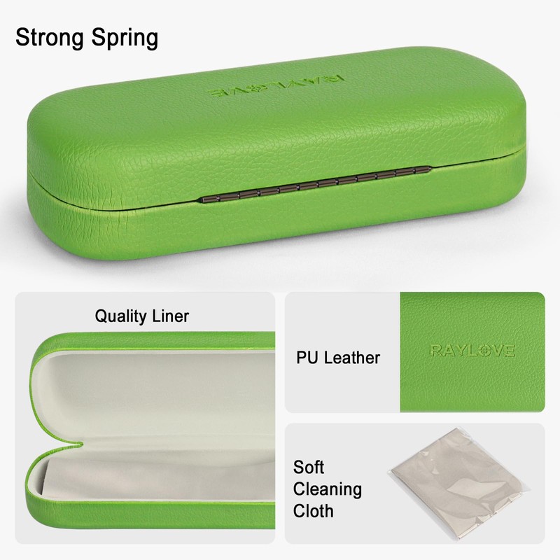 RayLove Glasses Case Hard Shell Eyeglass Case with Cleaning Cloth,