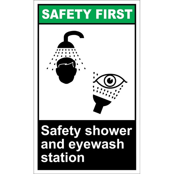 Aluminum Vertical Metal Sign Multiple Sizes Safety Shower and Eyewash