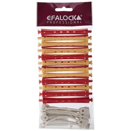 Efalock Professional Cold wave curler 2 colours, long 9 mm, yellow/red, pack of 1 (1 x 12 pieces)