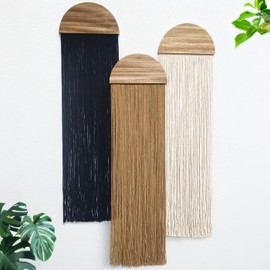 FZHLR Macrame Wall Hanging Large Colorful 3 pcs Semi circle Yarn Tapestry Home Boho Wall Decor Headboard Bedroom Nursery Living Room Apartment Wall Art Birthday Gift Xmas Black Brown White