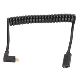 USB C Cable USB C Female to USB C Male 4K 60hz 3A Quick Charging 10Gbps 1.2m Helical Spring Design USB C Power CableFemale Head to Male Straight Bend