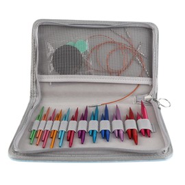 Circular Knitting Needle Set, Interchangeable Aluminum Needles, Storage Bag, Ideal for Socks, Sweaters, Hats, Crafting, PU Material, Household Use