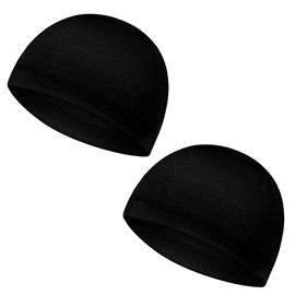 2 Pcs Skull Caps for Men,Summer Silk Running Cap Satin Sport Cycling Beanie Safety Riding Motorcycle Scullcap Wicking Headgear Sun Uv Protection Black Classic Style Bonnet,Simple Beanies for Mens