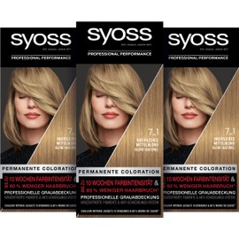 Syoss Color Coloration 7_1 Natural Medium Blonde (115 ml), Permanent Colouration for up to 10 Weeks of Colour Intensity and 80% Less Hair Breakage*